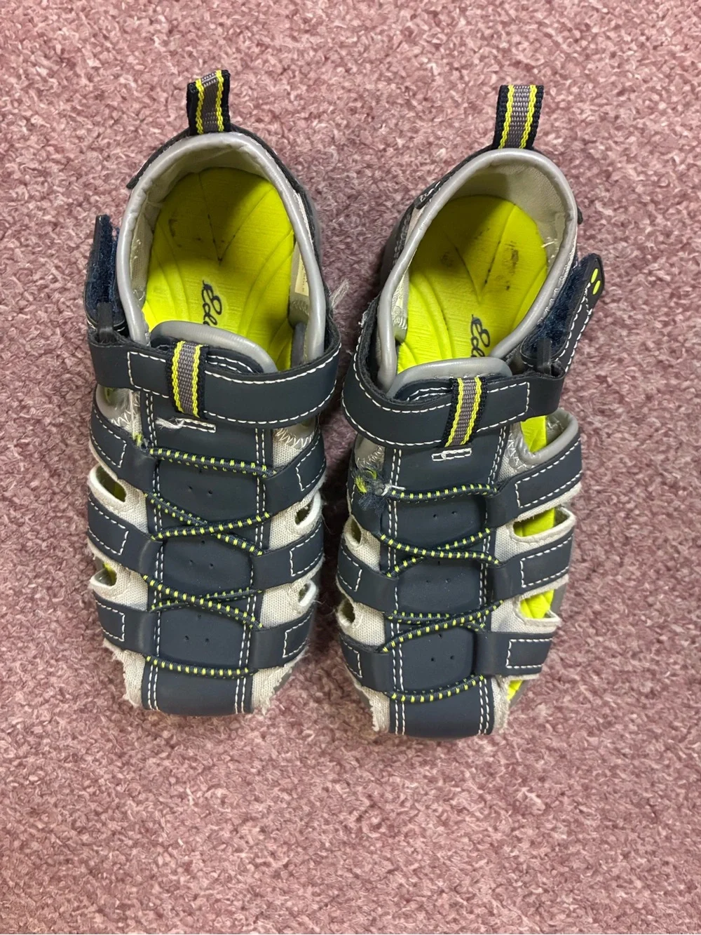 Eddie Bauer Kids Closed-Toe Sport Sandals in Black and Neon Yellow